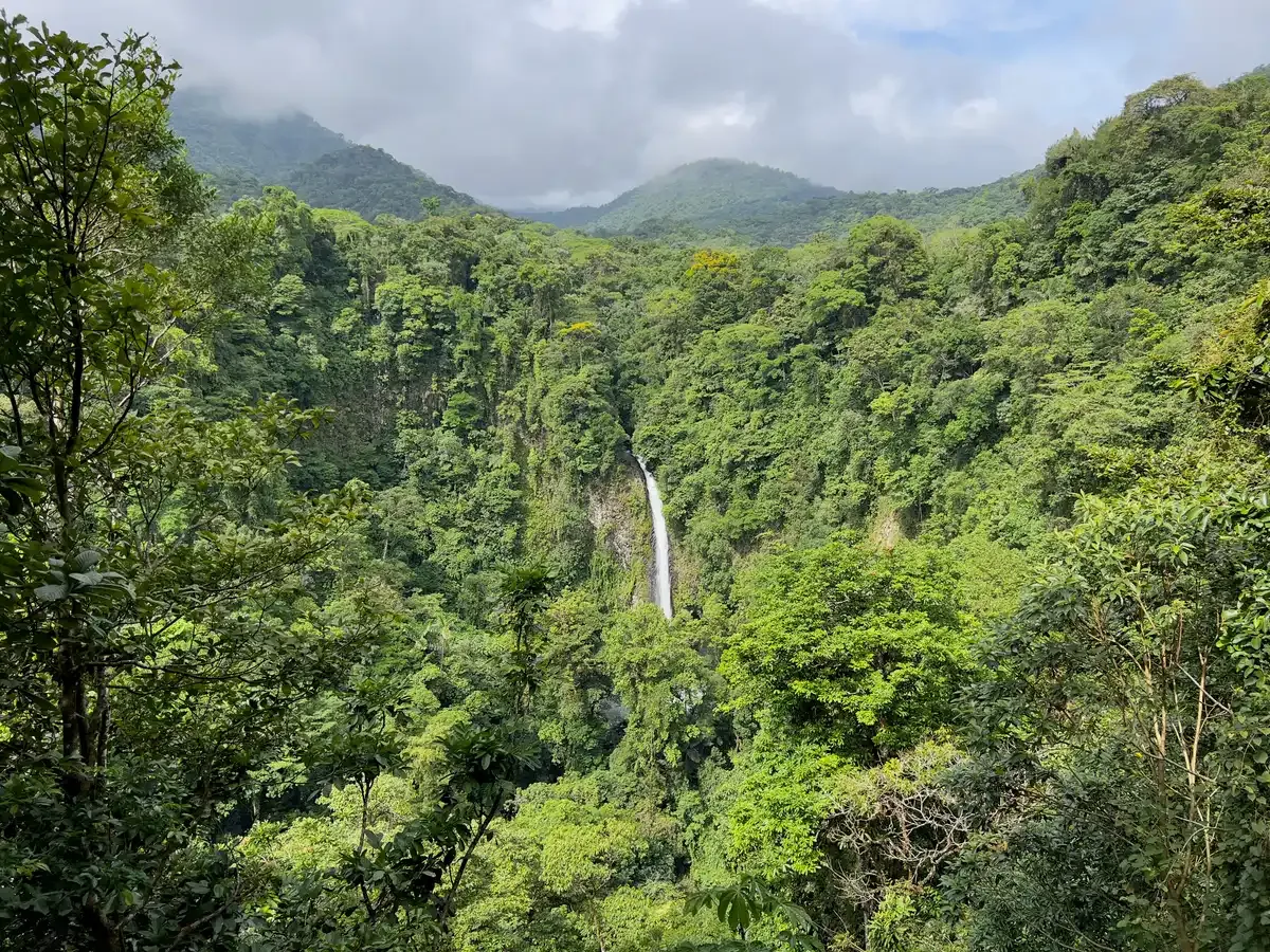 La Fortuna waterfall pouring into its pool near La Fortuna, Costa Rica